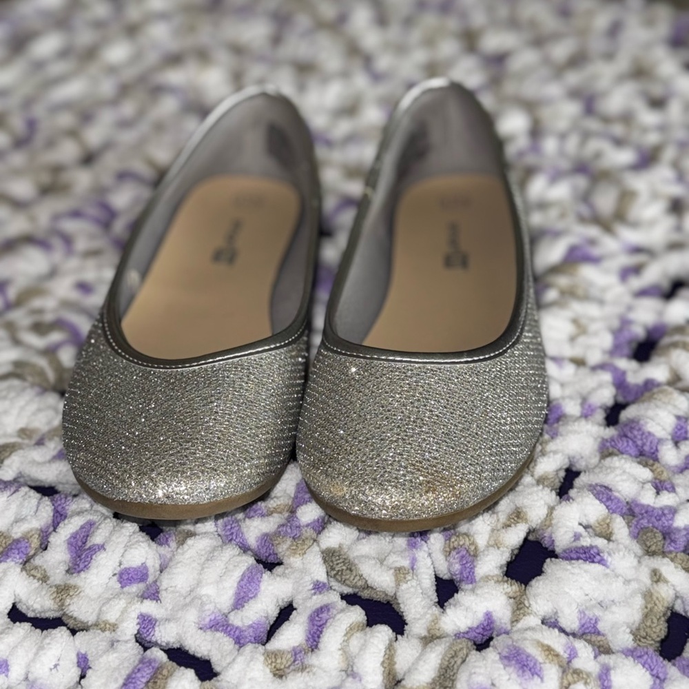 Silver Glitter Ballet Flats